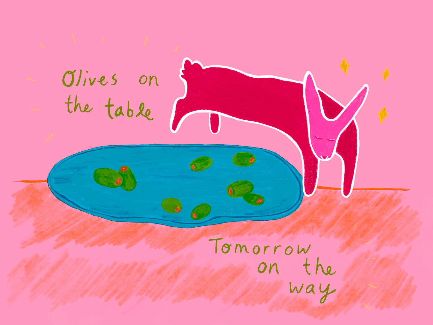 olives on the table print